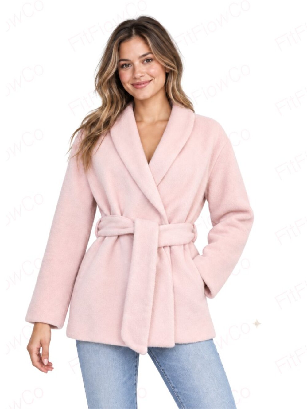 GAP Dusty Pink Wool Blend Belted Wrap Coat XS